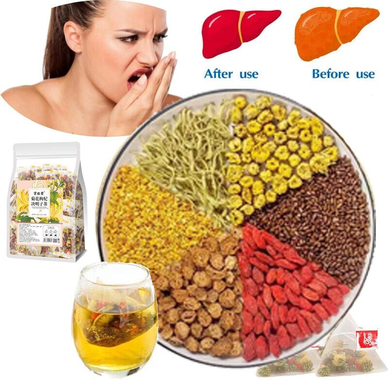 Liver Tea Formula Chrysanthemum Cassia Seed Honeysuckle Detox Health Tea Bags Secondary image