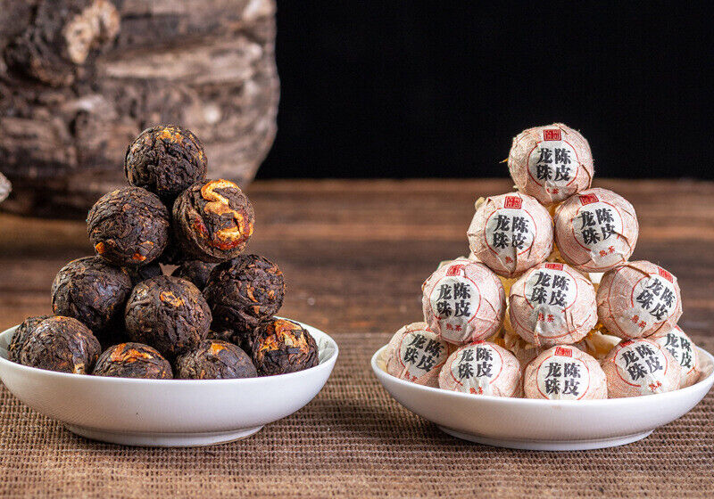 500g Yunnan Pu'er Tea Tangerine Peel Dragon Beads Xiao Tuo Old Ripe Tea Bulk