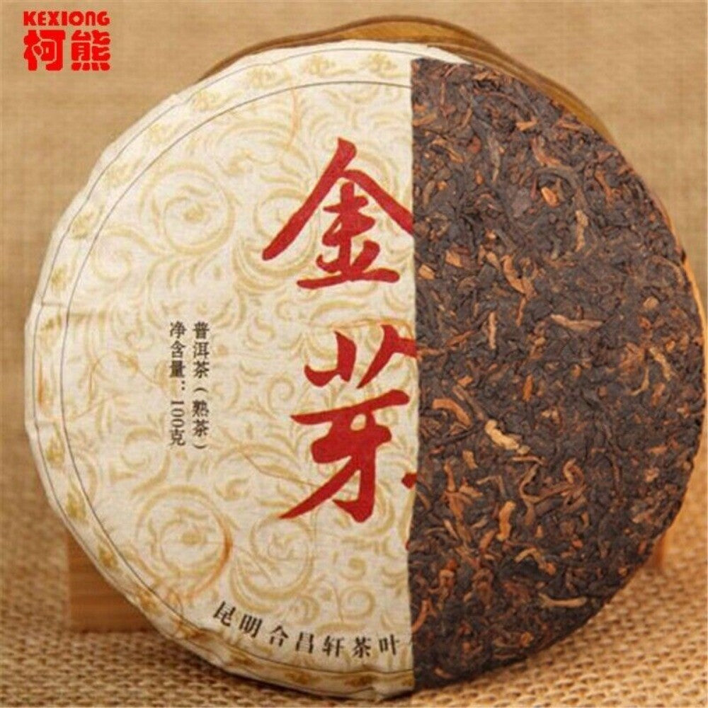 Golden Bud Pu-erh Tea Cake 100g Organic Ripe Black Tea Traditional Aged Premium