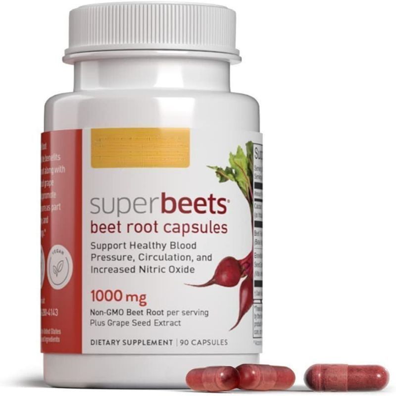 Organic Super Beets Root Capsules 90, 1000mg helps in Brain & Blood Main image
