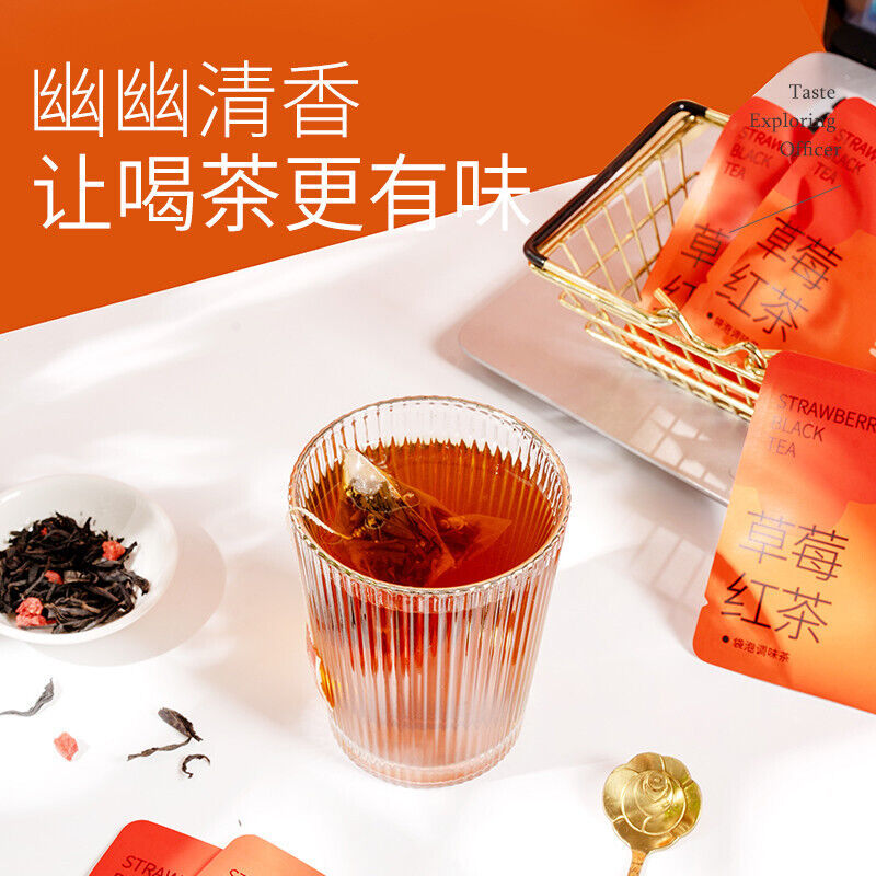 Strawberry Black Tea Triangle Tea Bags Ceylon Loose Leaf Cold Brew Tea Secondary image