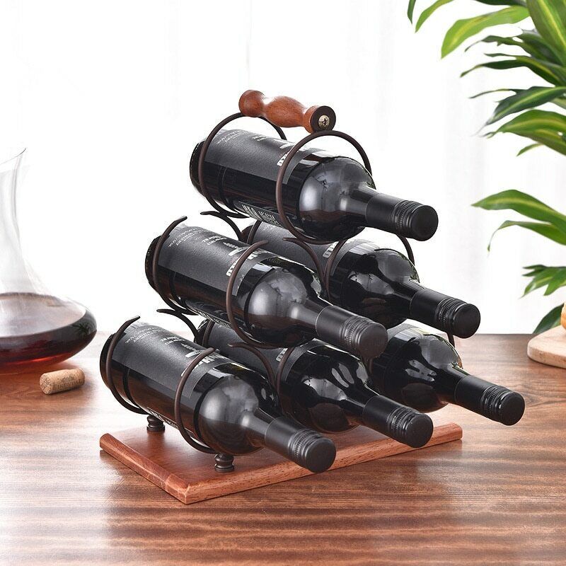 Freestanding Wine Rack Wine Whiskey Display Shelf Metal 6 Bottle Bottle Holder Secondary image