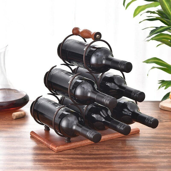 Freestanding Wine Rack Wine Whiskey Display Shelf Metal 6 Bottle Bottle Holder