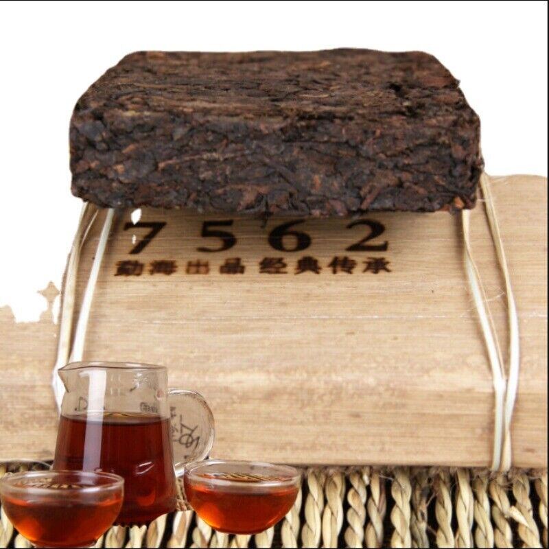 HelloYoung Yunnan Menghai Old Tree Shu Puerh Made By Puer Material 7562 Tea Brick 250g