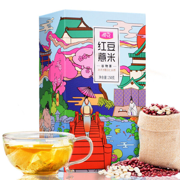 HelloYoung Sakura Red Bean and Job's Tears Tea Gorgonzola Job's Tears Bag Tea 150g
