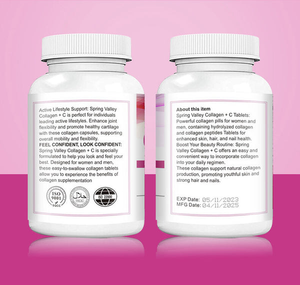 Collagen Vitamin C Biotin Tablets for Healthy Skin Hair Nail 60tablets/bottle