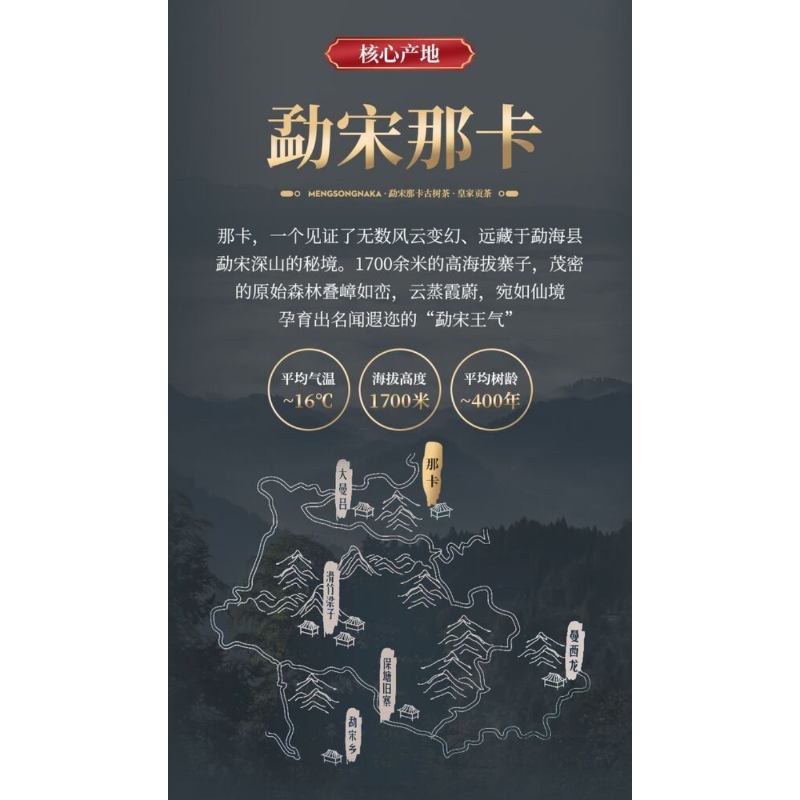 357g Yunnan Mengsong Naka Pu'er Pu-erh Tea Cake Puer  Na Ka Ancient Tree
