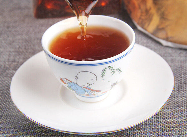 HelloYoung 357g Pu'er Old Ripe Tea Cake Yunnan Ripe Pu'er Tea Cake普洱茶熟茶勐海糯米香普洱老熟茶饼云南熟普洱茶饼