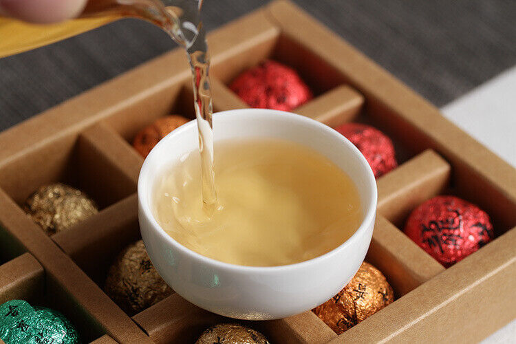 HelloYoung 21pcs Yunnan Pu'er Tea Colorful Dragon Pearl Handmade Dragon Pearl Pu'er Raw Tea