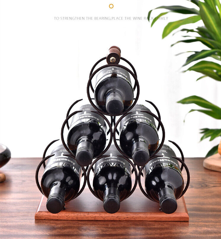 Freestanding Wine Rack Wine Whiskey Display Shelf Metal 6 Bottle Bottle Holder