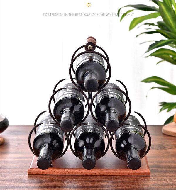 Freestanding Wine Rack Wine Whiskey Display Shelf Metal 6 Bottle Bottle Holder