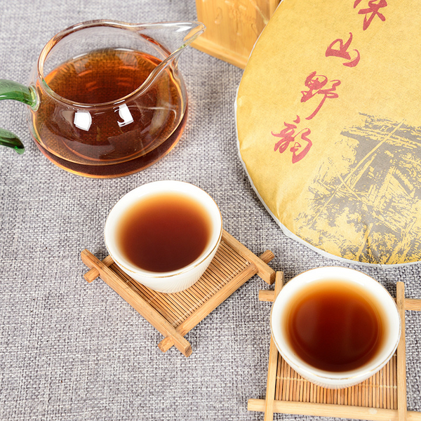 Ripe Pu'er Tea  Tea Deep Mountain Wild Rhyme Ripe Seven Cakes Tea 357g/12.59oz