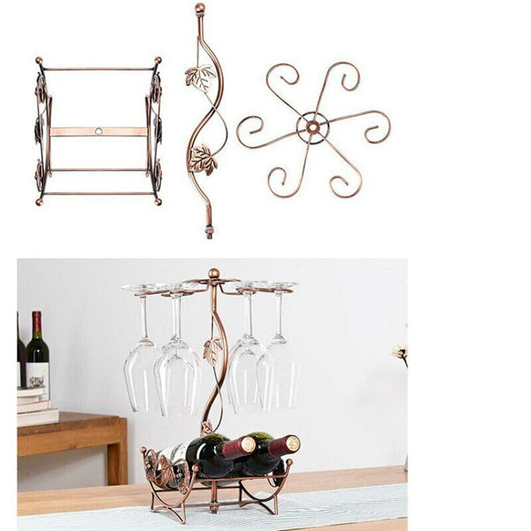 Maple Leaf Hollow Wine Rack Freestanding Goblet Holder Home Display Shelf Racks