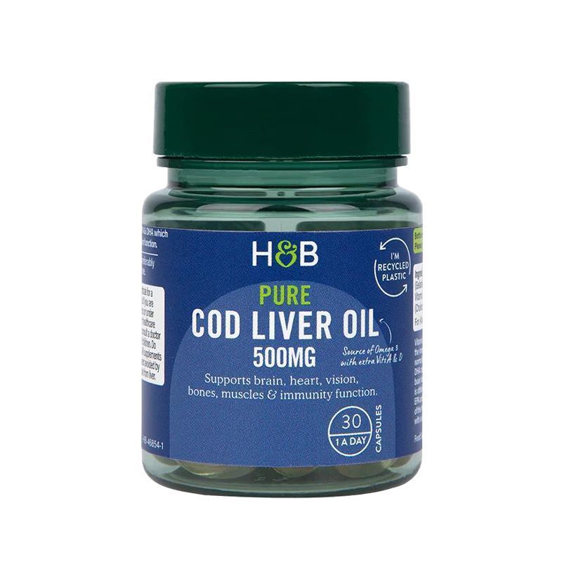 HB Holland&Barrett Cod Liver Oil DHA Capsules Fish Liver Oil 500mg*30 Capsules Secondary image