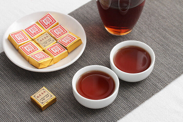 HelloYoung Menghai Pu'er ripe tea small square brick tea leaves sinensis word Pu'er tuocha