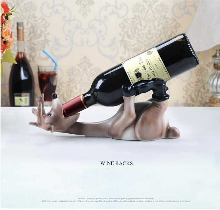 Wine Bottle Shelf Resin Drunk Deer Wine Rack Wine Holder Home Decoration Crafts