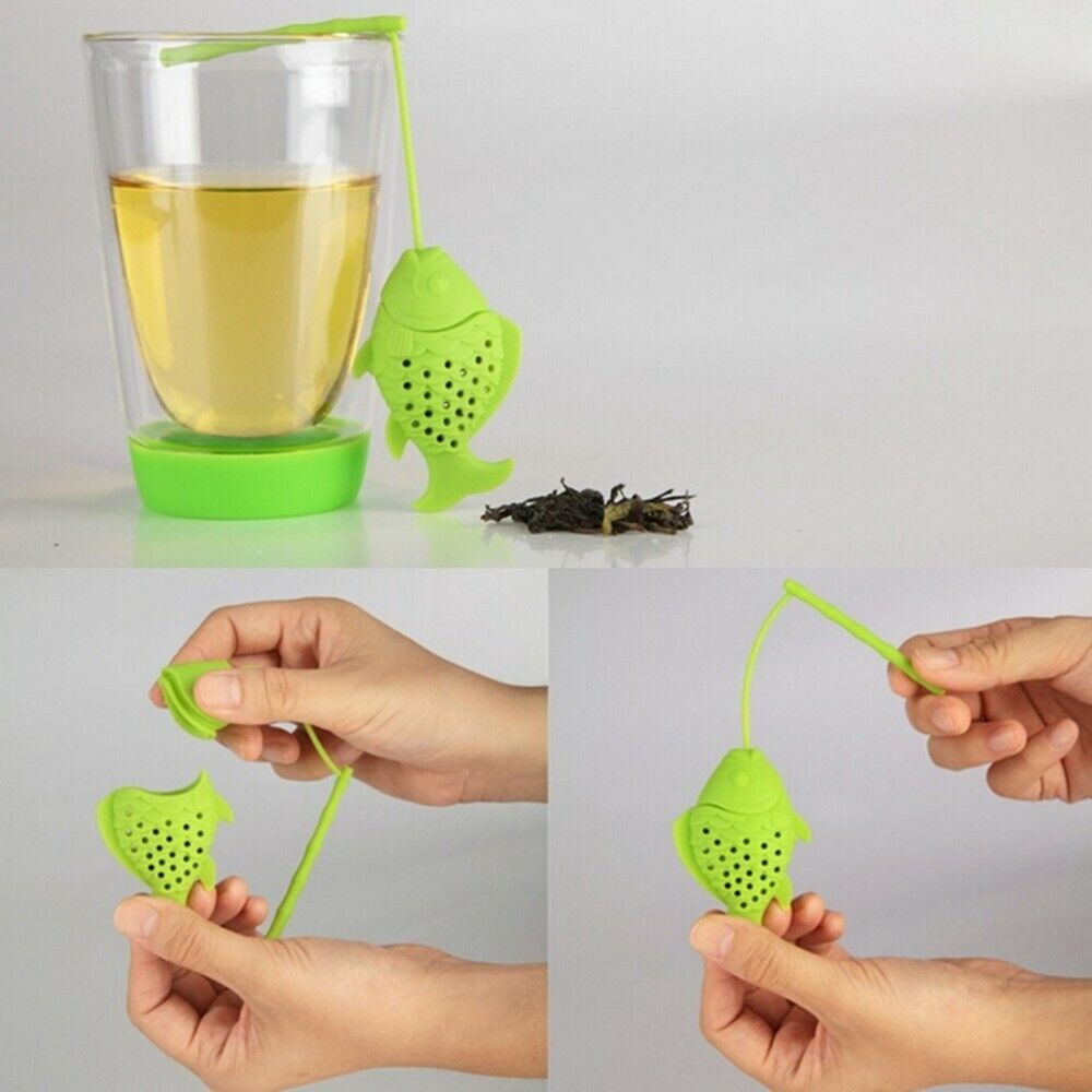 Handle Tea Infuser Fish Silicone Loose Leaf Tea Filter Strainer Diffuser TeaTool