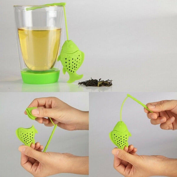 Handle Tea Infuser Fish Silicone Loose Leaf Tea Filter Strainer Diffuser TeaTool