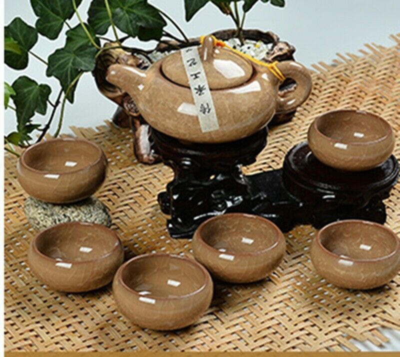 7 Pcs Drinkware Gifts  Dehua Colorful Cup Ceramic Tea Set China Kung Fu Tea Cup