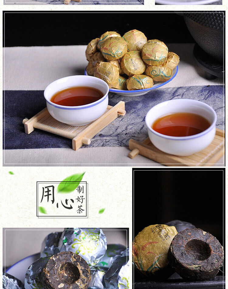 HelloYoung Mini Tuo Tea Yunnan Puerh Tea Glutinous Fragrance Ripe Tuo Tea 500g/1.1lb
