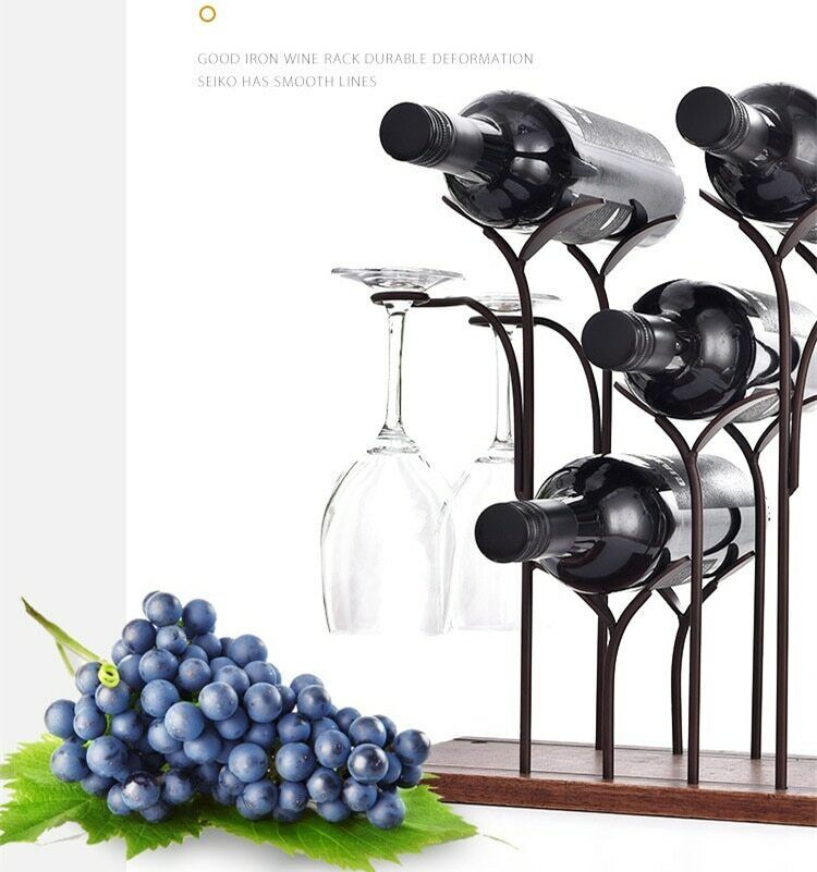 Iron Wine Bottle Holder Nordic Style Wine Rack Retro Shelf Bar Accessories Gift