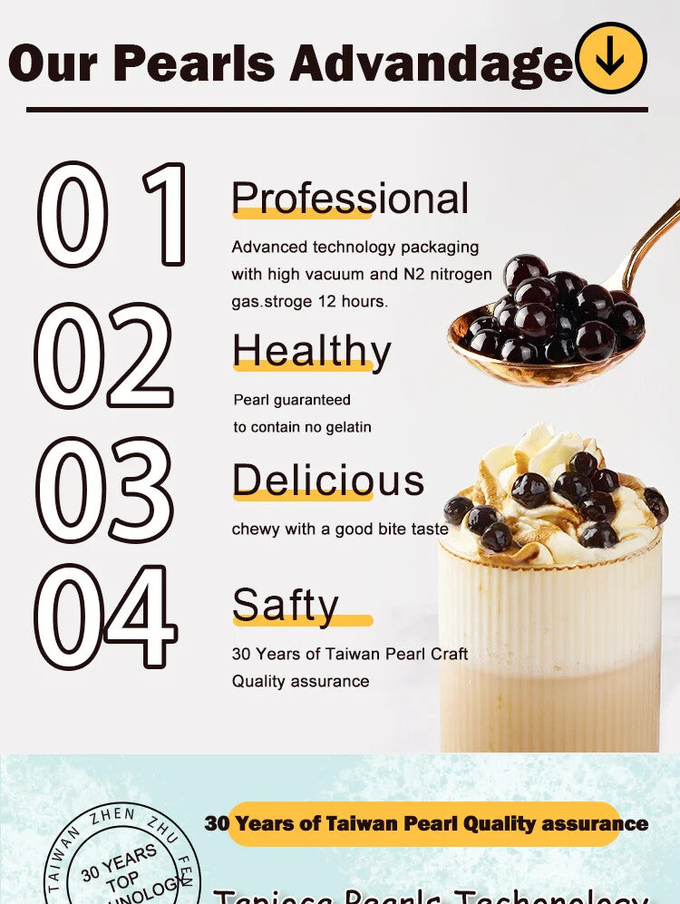 900g Premium Taiwan Bubble Tea Chewy Black Sugar Tapioca Pearls