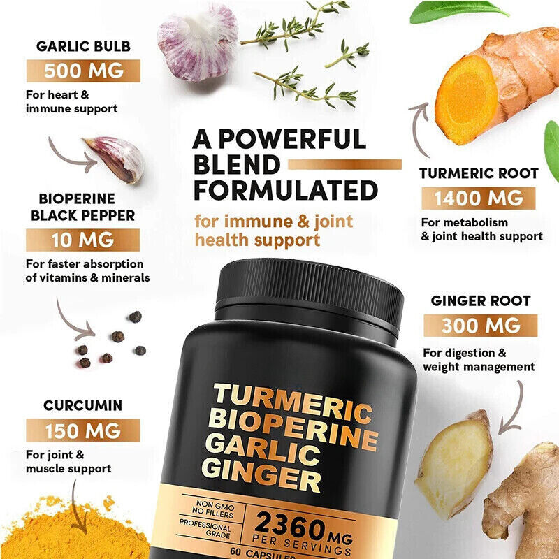 Turmeric Curcumin with Ginger + Black Pepper, Joint Health Supplements