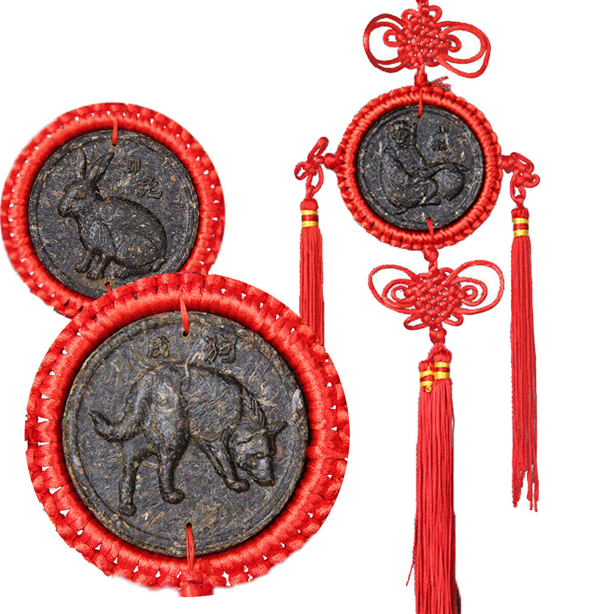 HelloYoung 12 Pcs Ripe Puerh Tea Zodiac Craft Pendant Decorative Gifts Organic China Yunnan Main image