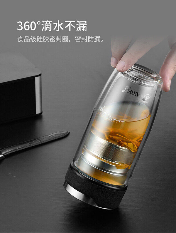 Double Glass Water Bottle Tea Transparent Bottles Stainless Steel Bottle Infuser