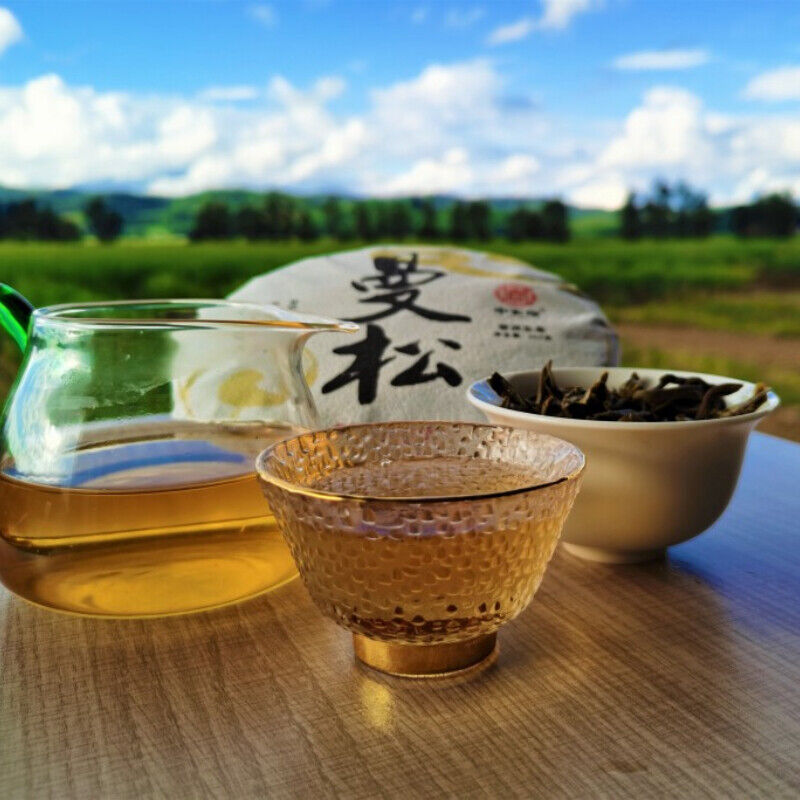 357g/12.59oz India Mansong Pu'er Tea Cake Organic Green Tea Healthy Drink