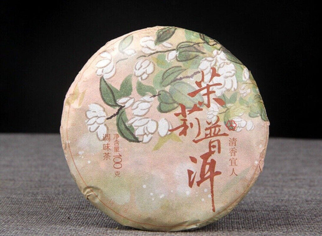 Jasmine Ripe Pu-erh Tea Cake 100g Premium Flower Infused Aged Chinese Puerh