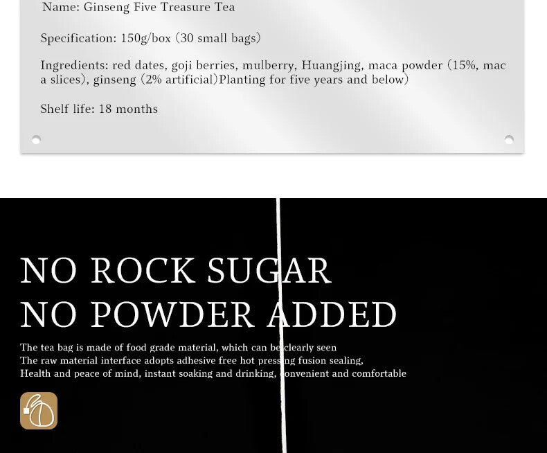 Ginseng Five Treasure Tea 150g/30 Bags Healthy Herb Tea Bag