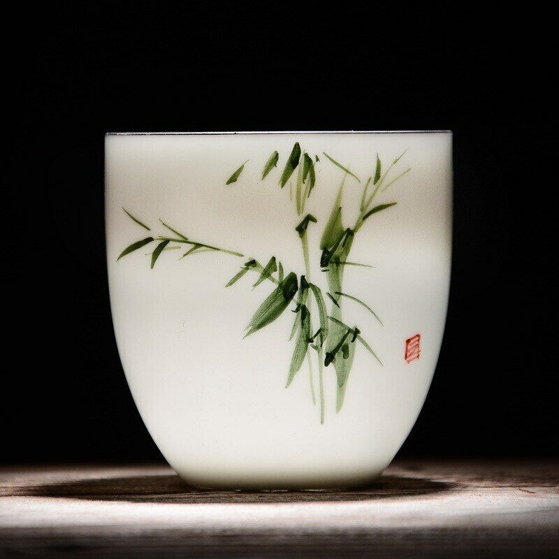 Teacup Traditional Chinese Tea Cup Bamboo Plum Shape Ceramic Porcelain Tea Cup