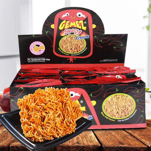 30 Pack GEMEZ Indonesia Crispy Noodles Spicy Snacks Dried Instant Noodles  420g