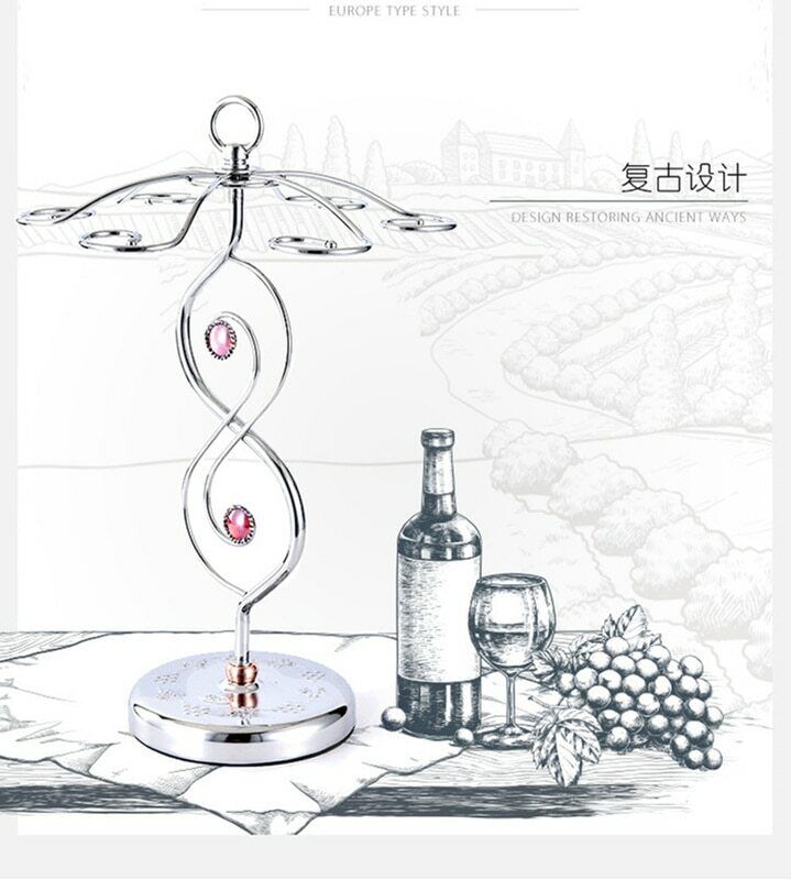 Red Wine Rack Standing with 6 Hooks Kitchen Decor New Nordic Style Goblet Holder