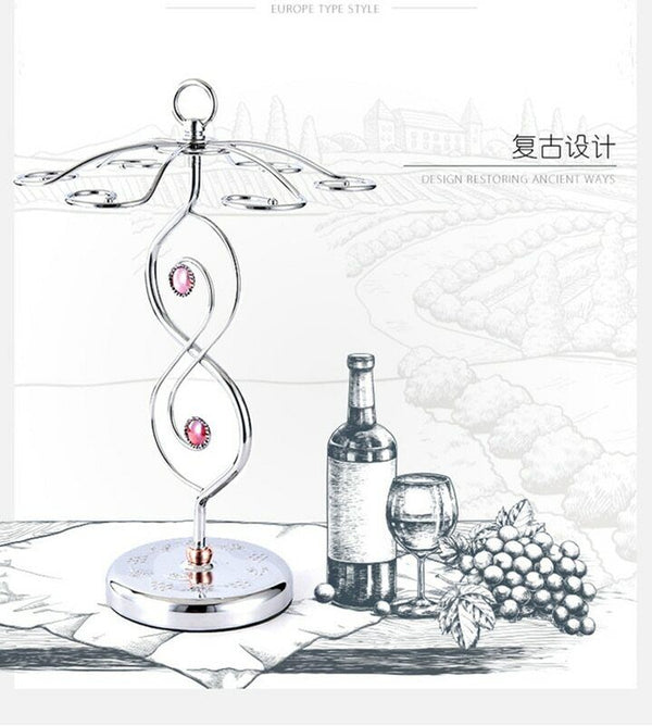 Red Wine Rack Standing with 6 Hooks Kitchen Decor New Nordic Style Goblet Holder