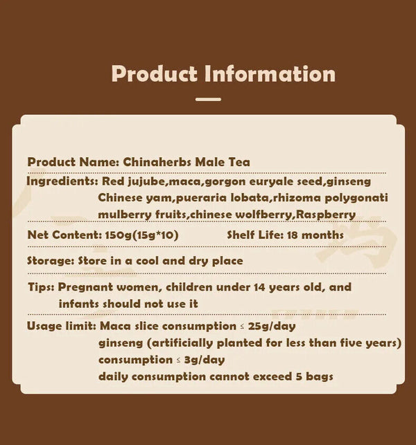 Chinese Herbal Tea for Man Vitality Enhancement Tea Ginseng Ten Treasures Tea
