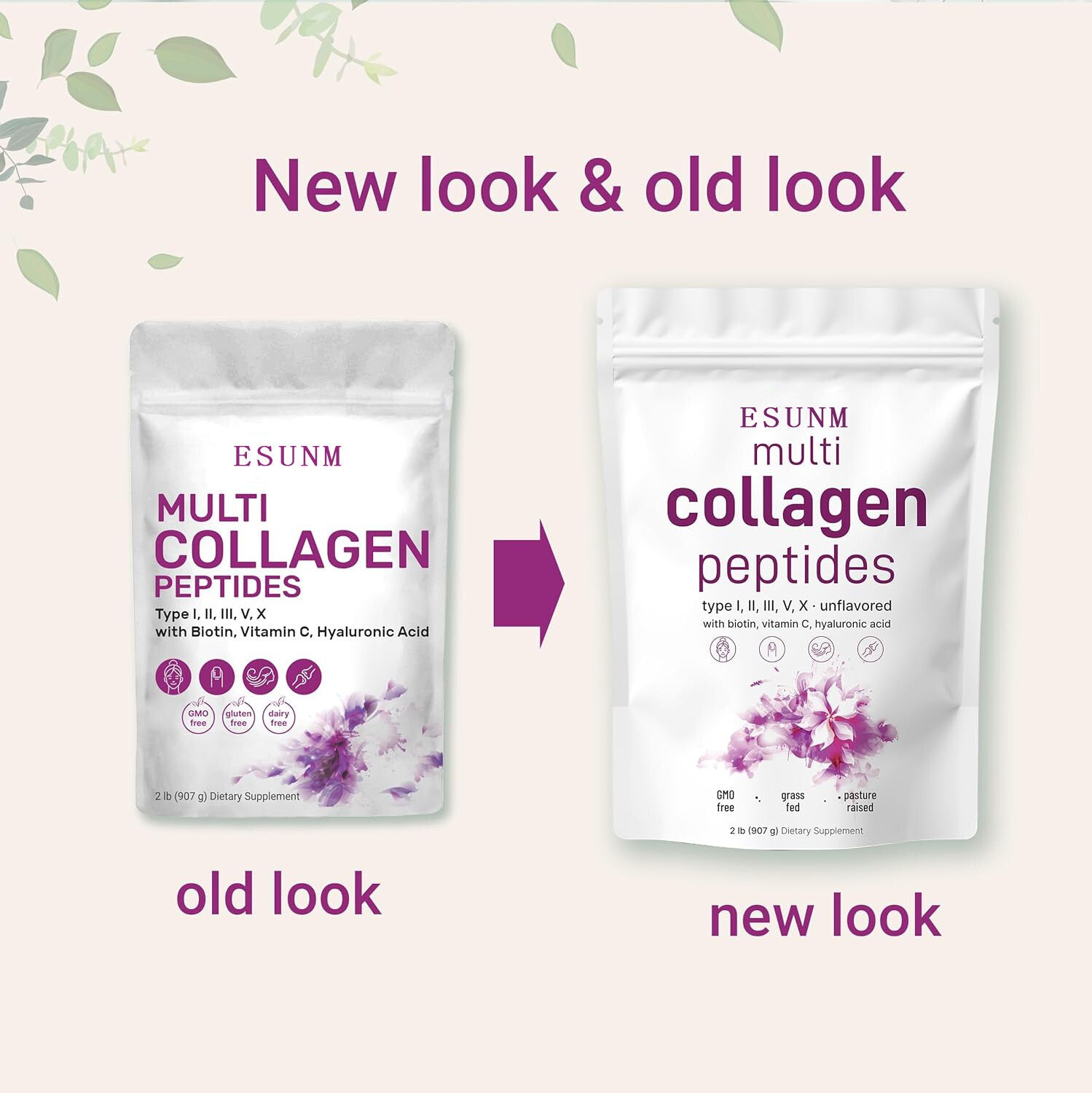 Multi Collagen Peptides Powder-HydrolyzedProtein Peptides (Type l,l,ll,v,X) 1LB