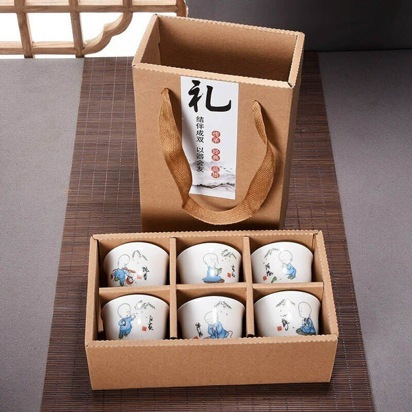 6Pcs Hand Painted Ceramic Creative Gifts Kung Fu Tea Set Bowl Chinese Porcelain