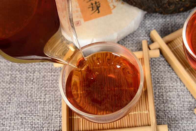 HelloYoung Pu'er Tea Leaves 100g Ripe Tea Cake Bai Ling Golden Bud Ripe Tea Cake