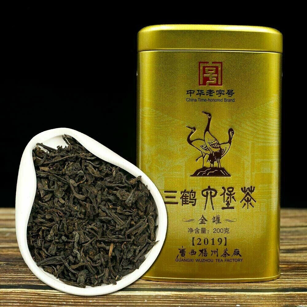 HelloYoung 200g Three Cranes Loose Dark Tea Guangxi Liubao Box Tea Hei Cha Golden Jar Secondary image