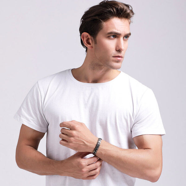 Classic Titanium Steel Anti-snoring Wrist Watch Men Magnetic Therapy Bracelet