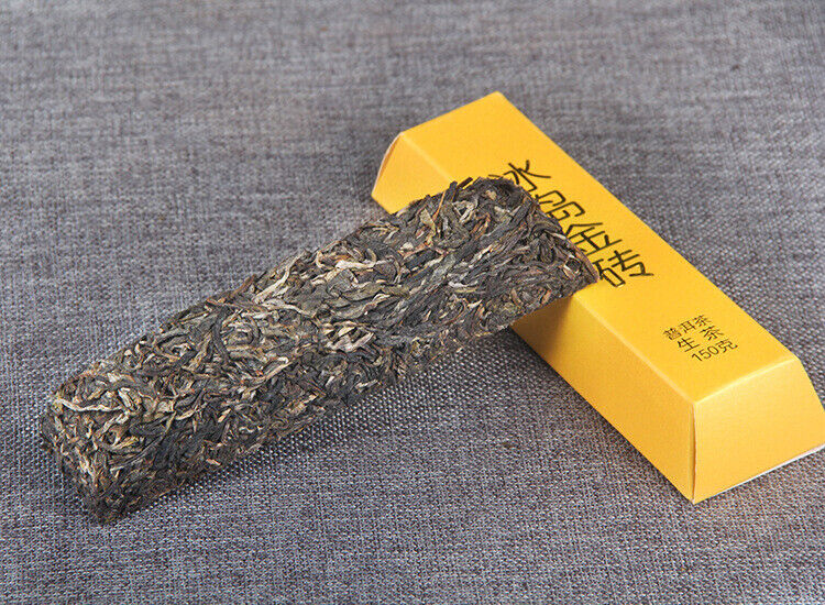 HelloYoung 150g Golden BarIceland Gold Brick Puerh Raw Brick Tea Mengku Gold Leaf Flower
