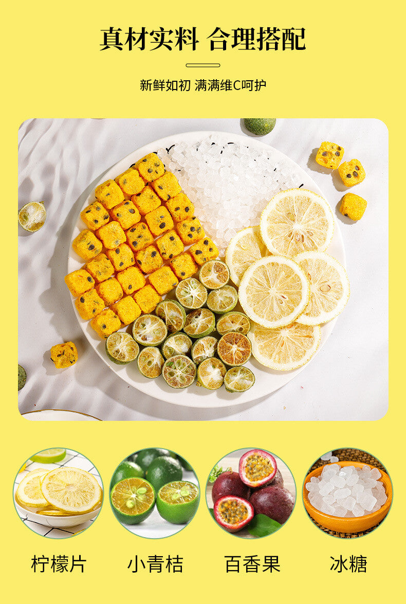 Cold Brewed Tea Triangular Tea Bags Fruit Infusion Kumquat Lemon Passion Fruit