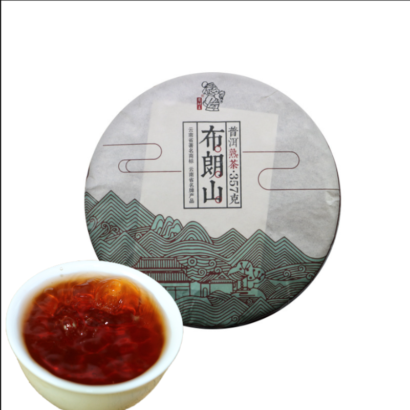 HelloYoung Yunnan Tea Tree King Puerh Tea Bulang Mountain Puerh Ripe Tea Cake 357g/12.59oz