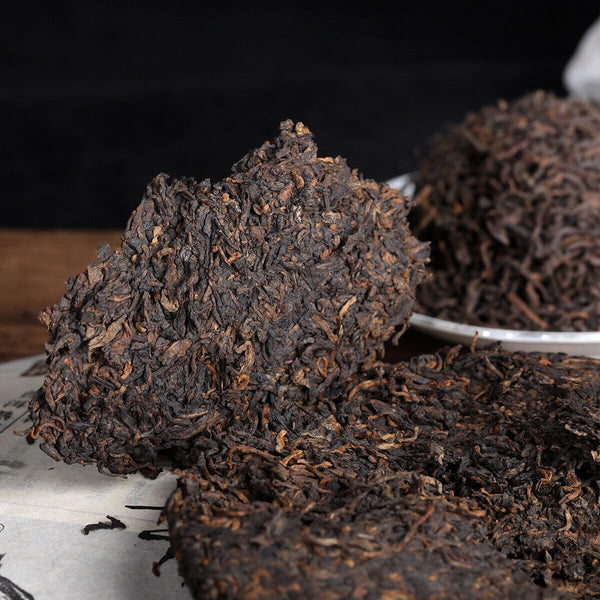 HelloYoung 357g Yunnan OldPanzhang Puerh Ripe Tea Cake Menghai Flavor Pure Material