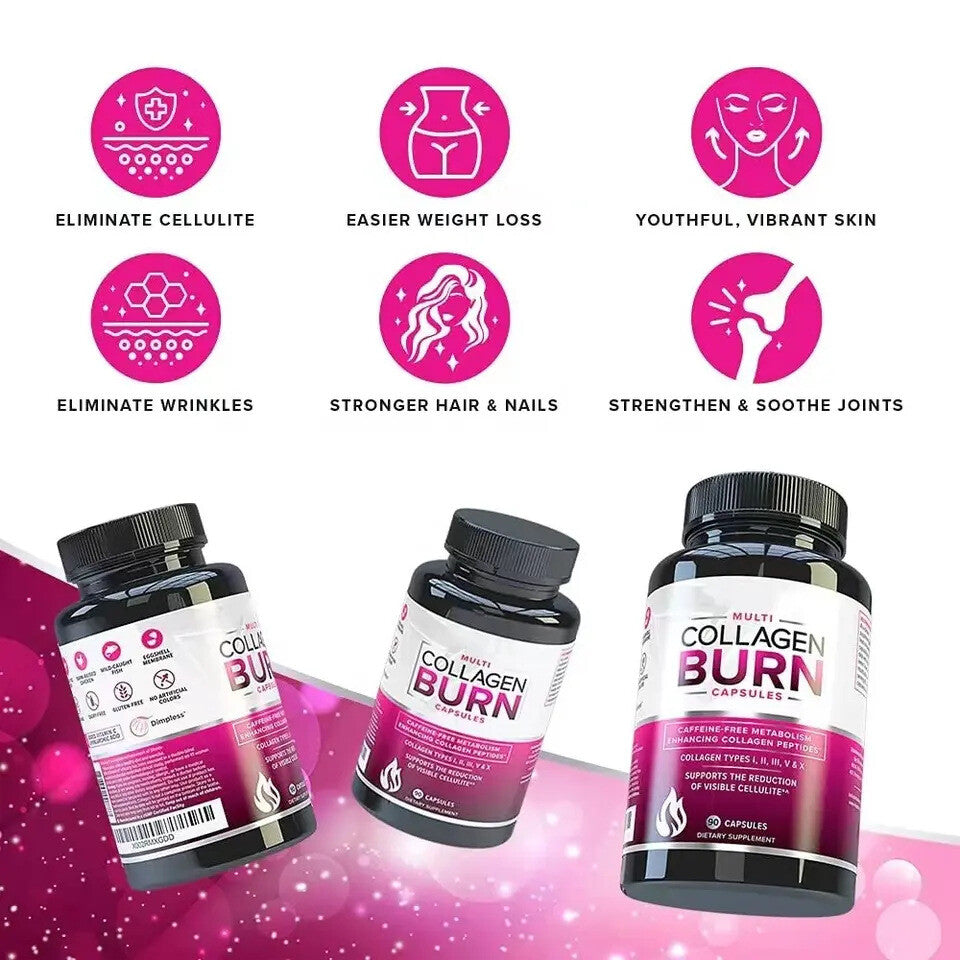 Collagen Burn Capsules Skin Whitening Brightening Anti-aging 60 Capsules