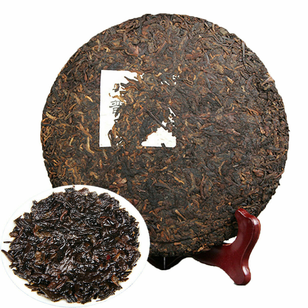 HelloYoung Pressed Tea Yunnan Ancient Trees Black Tea Organic Cooked Pu-Erh Tea Cake 357g