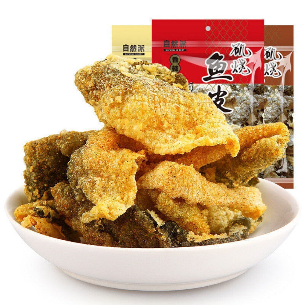 3 Packs Crispy Fish Skin 60g Spicy Chinese Seafood