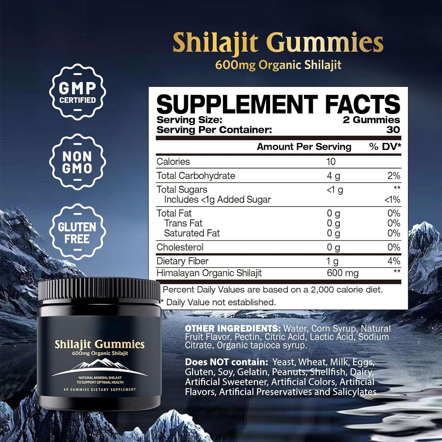 Himalayan Shilajit Gummies,Organic,Extremely Potent,Boost Energy,Stress Relief